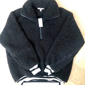 Varsity Stripe Sherpa Quarter Zip Sweatshirt